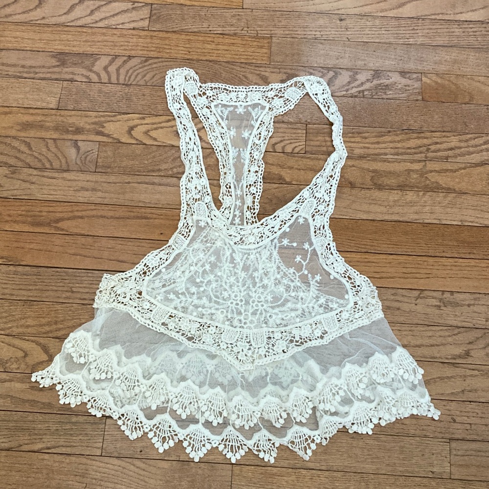 Lace Crochet Racerback Bandeau - White